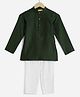 Charkhee Chanderi Woven Full Sleeves Solid Kurta & Pant Set - Deep Green