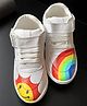 IMAGINO Sun & Rainbow Hand Painted Velcro Closure Sneakers - White