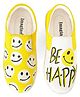 IMAGINO Be Happy Text & Smileys Hand Painted Slip On Shoes - Yellow