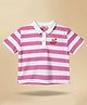 PURPLE UNITED KIDS Single Jersey Woven Half Sleeves Striped Polo Tee - Light Pink & White