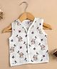 Kidbea Muslin Woven Sleeveless Elephant With Butterfly Printed Jhabla - Multi Colour