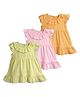 Kidbea Linen Woven Pack of 3 Cap Sleeves Solid Midi Dresses - Multi Colour