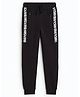 ALAN JONES Cotton Blend Knit Typography Printed Joggers - Black