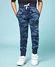 ALAN JONES Cotton Blend Knit Camouflage Printed Joggers - Navy Blue