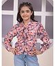 CRIMSOUNE CLUB Viscose Woven Full Sleeves Floral Printed Shirt Style Top - Peach
