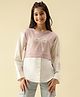 Lil Tomatoes Cotton Looper Knit Full Sleeves Bow Printed  Light Winter Shirt Style Top - Violet