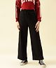 Lil Tomatoes Cotton Looper Knit Flared Solid Light Winter Trackpant - Black