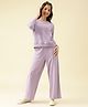 Lil Tomatoes Cotton Looper Knit Full Raglan Sleeves Solid Light Winter Sweatshirt & Track Pants Set - Lilac