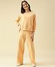Lil Tomatoes Cotton Looper Knit Full Raglan Sleeves Solid Light Winter Sweatshirt & Track Pants Set - Peach