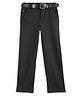 CAVIO Cotton Lycra Woven Solid Trousers With Belt - Dark Grey