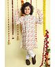 Little Clothing Cotton Woven Full Sleeves Floral & Peacock Feathers Printed Kurta Pyjama Set - Cream