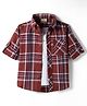 Rikidoos Full Sleeves Checked Shirt With Attached Tee - Dark Rust & White