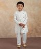 MASTARANG Cotton Woven Full Sleeves Ethnic Printed Kurta Pyjama Set - Off White