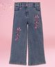 Cutecumber Denim Woven Floral Embrodered Straight Fit Jeans - Blue