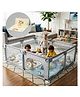 BAYBEE Nestoria Plus Kids Playpen for Babies with Play mat | Baby Play Area Indoor Setup with Zipper Door & Toys Pouch | Kids Activity Floor Mat Playards with Corner Protection (180x150 CM-Light Grey)