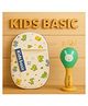 KIDS BASIC Newborn Love Combo - Muslin Warm Sleeping Bag & BIS Certified Wooden Rattle for Safe & Joyful Moments- Dino Print & Green