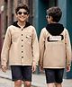 Kookie Kids Cotton Woven Full Sleeves Hooded Winter Jacket  - Offwhite