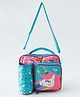 Babyhug Unicorn Kids Lunch Bag with Bottle Pouch and Front Pocket - Pink+Blue| Adjustable Shoulder Strap| Lunch Carry Bag for School & Travel for Boys & Girls