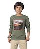 Under Fourteen Only Full Sleeves Exploring Text Printed Light Winter Sweatshirts - Green