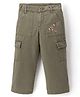 Under Fourteen Only Butterfly & Floral Embroidered Cargo Pant - Olive Green