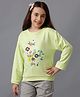 Under Fourteen Only Full Sleeves Floral Embroidered Light Winter Sweatshirt - Jade Lime