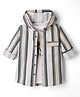 Kookie Kids Cotton Knit Full Sleeves Striped Hooded Party Jacket with T-Shirt - Beige