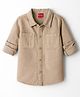 Kookie Kids Cotton Woven Full Sleeves Solid Color Shacket - Beige