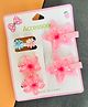 Radhya accessories Floral Designed & Applique Detailed Hair Clips & Rubber Bands Set - Pink