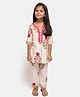 Fairies Forever Cotton Woven Three Fourth Sleeves Floral Printed Lace Embellished Kurti & Pant - Ivory