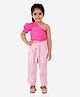 Fairies Forever Cotton Knit One Shoulder Solid Top & Pant  - Pink