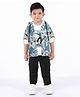 BAD BOYS Cotton Woven Learn To Fly Printed Tee & Pant With Full Sleeves Hooded Jacket Set - Brown