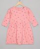 The Sandbox Clothing Co Cotton Knit Three Fourth Sleeves Heart Printed Dress - Pink