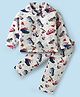 Mom's pet Fleece Knit Full Sleeves Cars Printed Night Suit Set - White
