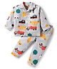 Mom's pet Fleece Knit Full Sleeves Cars Printed Night Suit Set - Grey