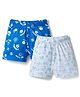 Honeyhap Premium 100%  Cotton Boxers With Sports Theme Print & Bio Finish Pack Of 2 - Bright White & Indigo Bunting