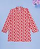 Kiddopanti Cotton Woven Full Sleeves Daisy Printed Kurta - Red & White