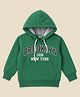 KUCHIPOO Fleece Knit Full Sleeves Typography Printed Light Winter Hoodie - Green