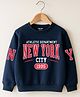 KUCHIPOO Fleece Knit Full Sleeves Typography Printed Light Winter Sweatshirt - Navy Blue