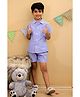 Little Ginnie Cotton Woven Half Sleeves Striped Coordinating  Shirt With Shorts Set - Blue