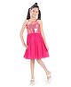 Barbie by Tiny Girl Woven Sleeveless Sequin Embellished  Fit & Flare Dress - Hot Pink