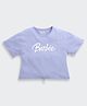 Barbie by Tiny Girl Cotton Woven Half Sleeves Text Printed Tee - Purple