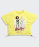 Barbie by Tiny Girl Cotton Woven Half Sleeves Girls & Text Printed Tee -Yellow