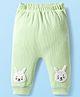 Little Kangaroos Woven Full Length Fleece Pant With Bunny Applique - Lime Green