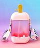 Kids Straw Water Bottle with Shoulder Strap 400ml - Pink| BPA-Free, Leak-Resistant & Freezer Safe | School Sipper Bottle for Boys & Girls