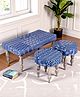 Ikiriya Bestone Sheesham Wood Mid Century 2 1 1 Seater Bench / Settees / Recamiers with 2 Stools in Indigo Patchwork Kantha