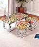 Ikiriya Bestone Sheesham Wood Bohemian 2 1 1 Seater Bench / Settees / Recamiers with 2 Stools in Israel Print Patchwork Kantha