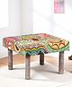 Ikiriya Sandford Acacia Wood Bohemian Square Pouf Stools / Pouffee / Stool / Ottoman in Israel Print Patchwork Kantha Upholstery