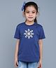 PinkChick Cotton Woven Half Sleeves Snowflake Patch Detailed Tee With Hair Clip - Royal Blue