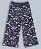 Plum Tree 100% Cotton Knit Fawn & Floral Printed Wide Legged Pants - Navy
