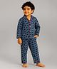 Funkrafts Poplin Woven Full Sleeves Puppies Printed Coordinating Night Suit Set - Blue